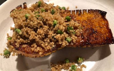 Hasselback Butternut Squash with Quinoa (and Ginger)