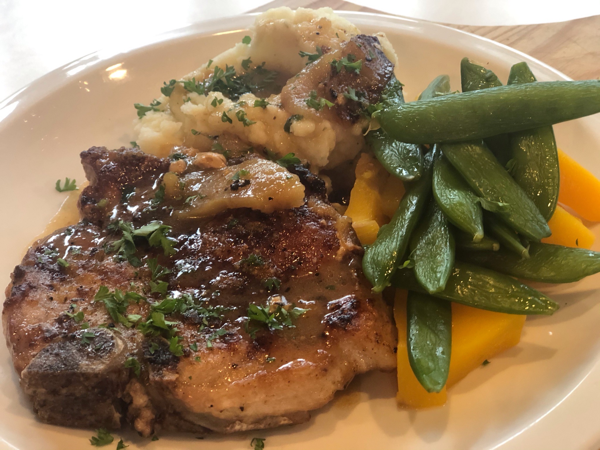 KB’s Amazing Skillet Pork Chops stuffed with Apple and White Cheddar