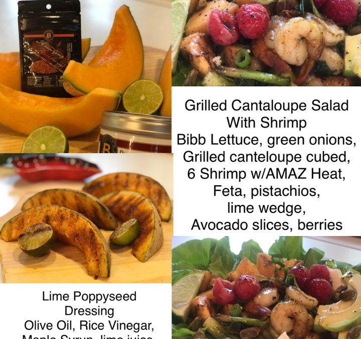 Grilled Canteloupe Salad with Shrimp