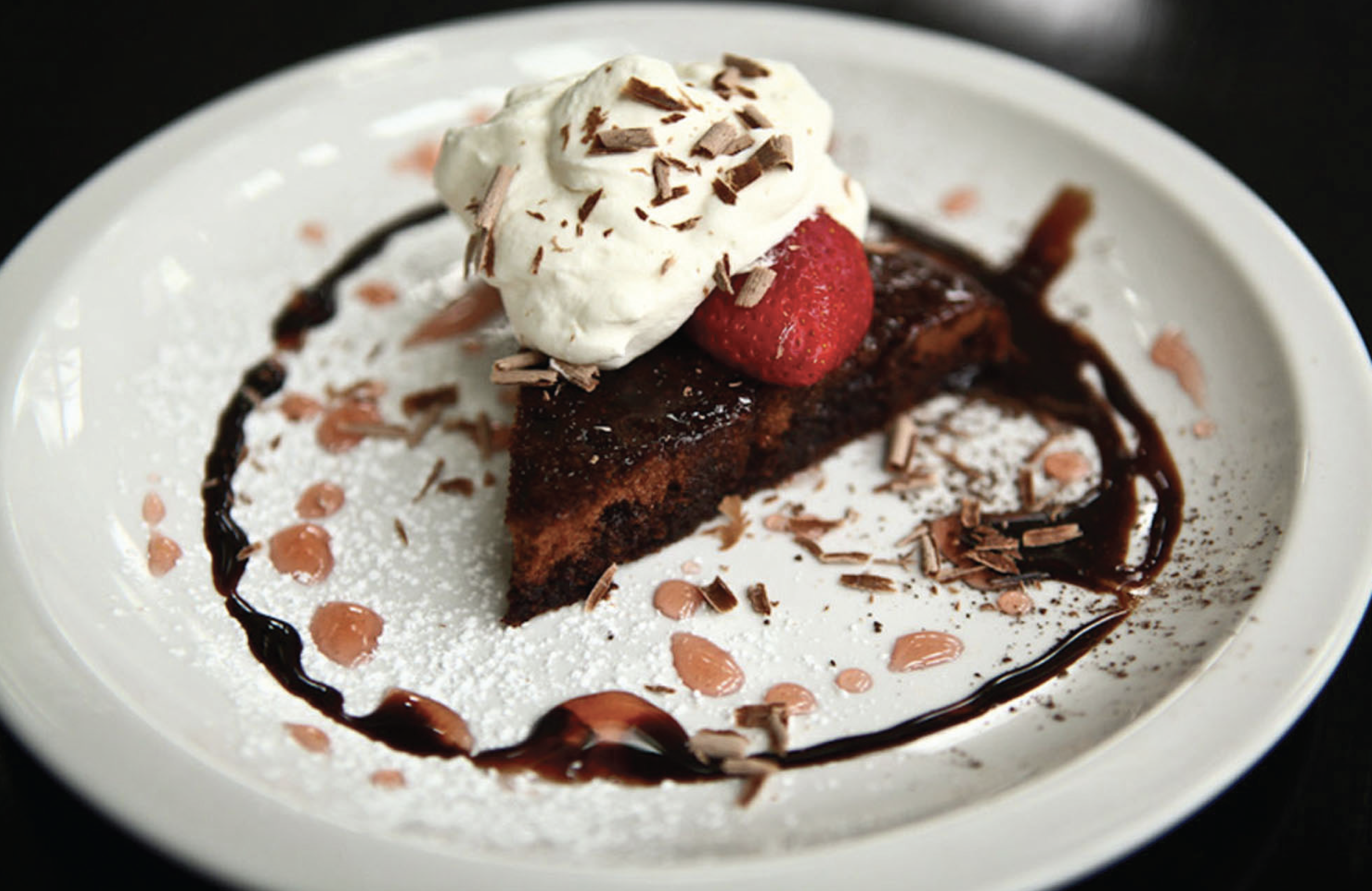 Chocolate Soufflé Torte with Chantilly Cream and Berry Caramel Glaze